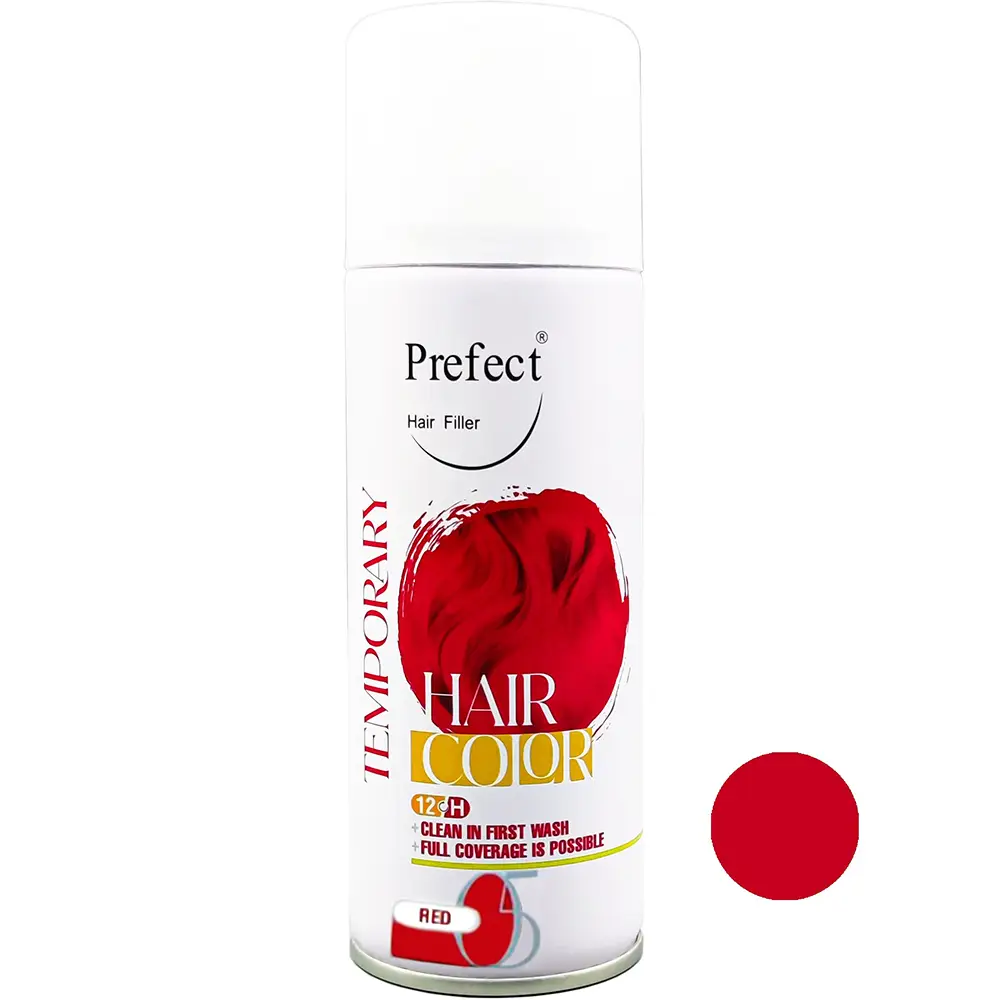 اسپری رنگ مو موقت پرفکت مدل TEMPORARY شماره 05 رنگ RED حجم 150 میل پرفکت
