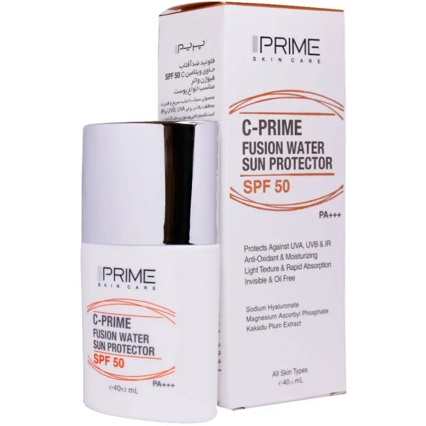 فلوئید ضد آفتاب پریم فیوژن واتر فاقد چربی بی رنگ 40 میل