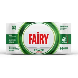 دستمال مرطوب فیری مدل Power Wipes با رایحه لیمو بسته ۱۰۰ عددی