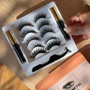 مژه مگنتی دارای خط چشم مغناطیسی و اپلیکاتور و ۵جفت مژه برای مواقع مختلف